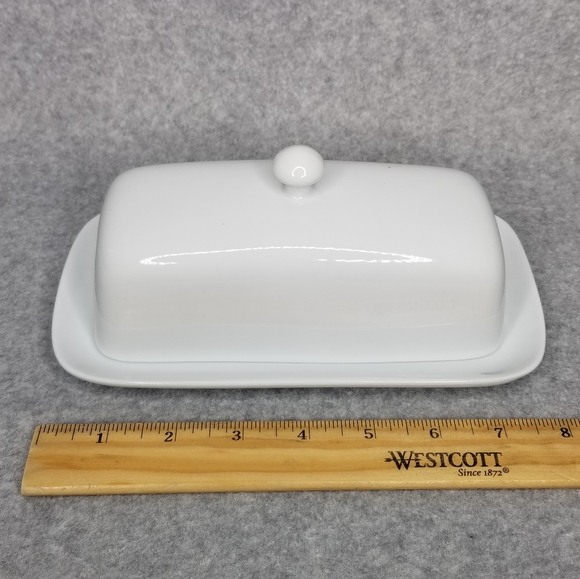 BIA Cordon Bleu White 1/4lb Covered Butter Dish Butter Keeper Knob Handle - Picture 7 of 10